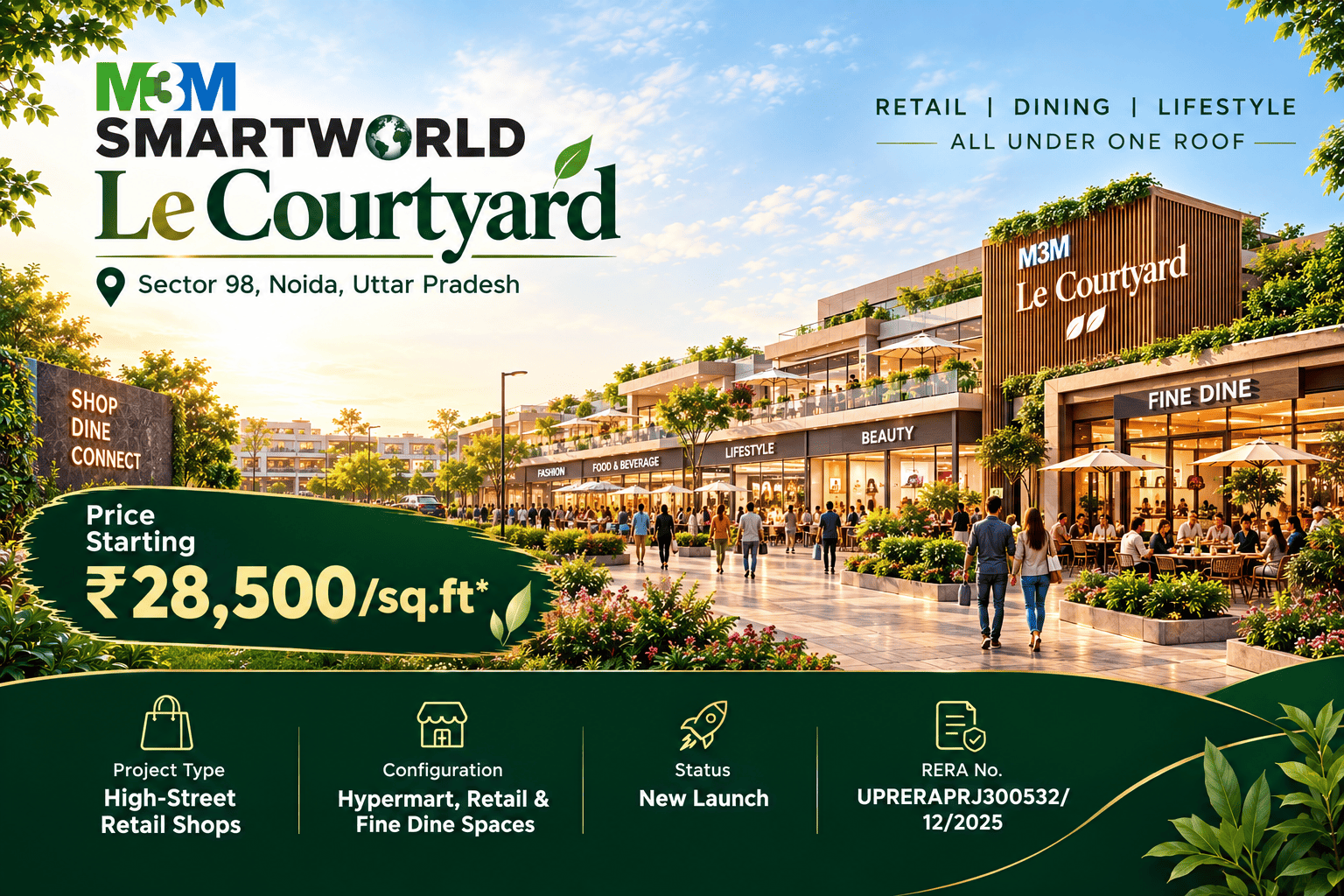 M3M Smartworld Le Courtyard - Premium Retail Shops in Sector 98 Noida