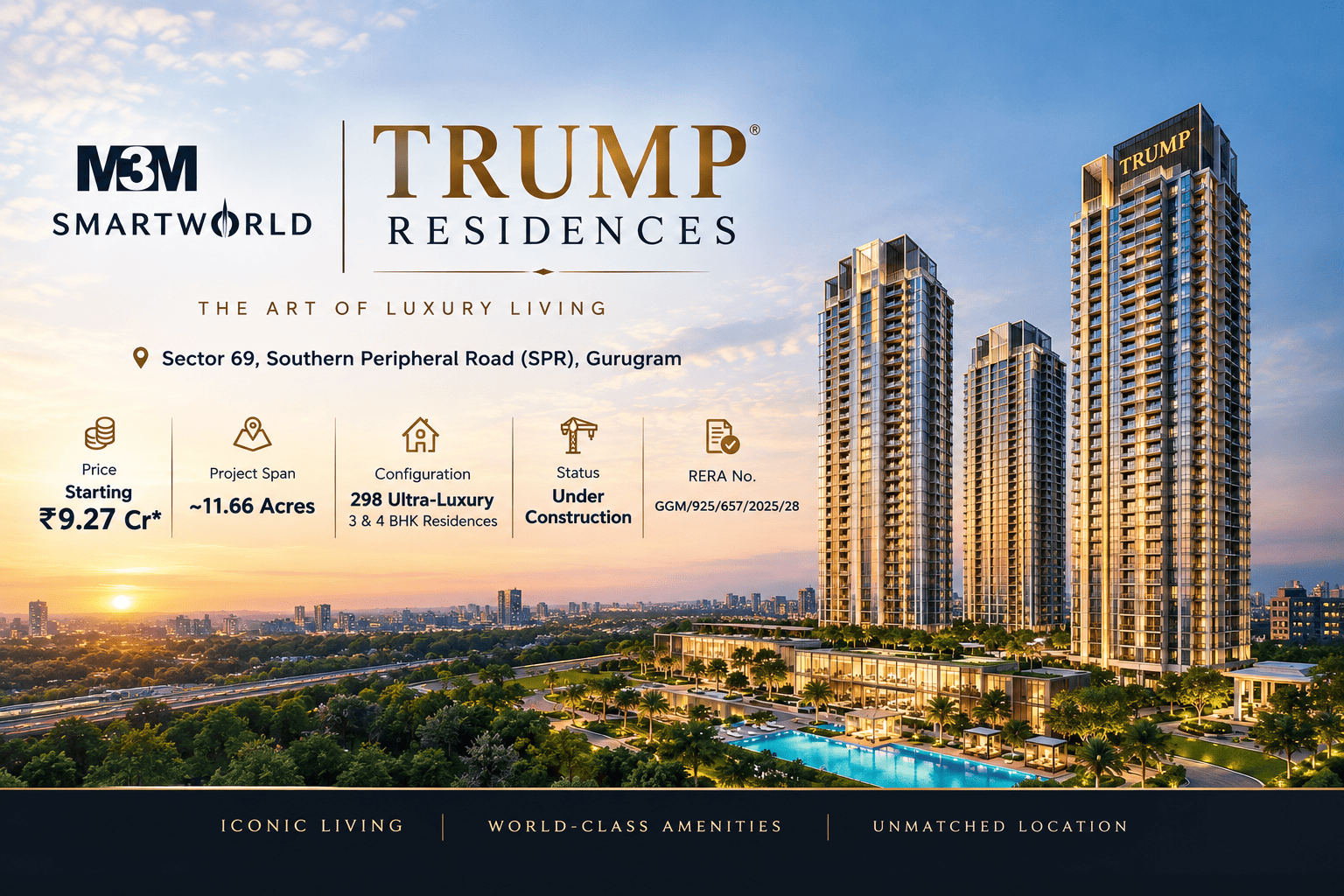 M3M Smartworld Trump Residences - Ultra-Luxury 3 & 4 BHK in Sector 69 Gurgaon